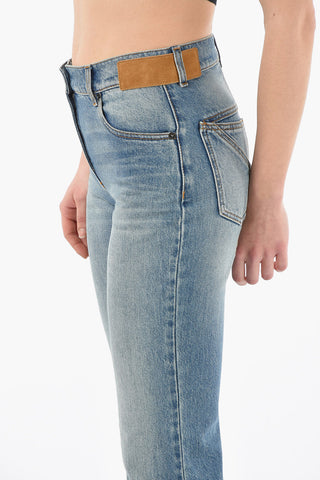 Cropped Flared Denims with Back Star Motif 23cm