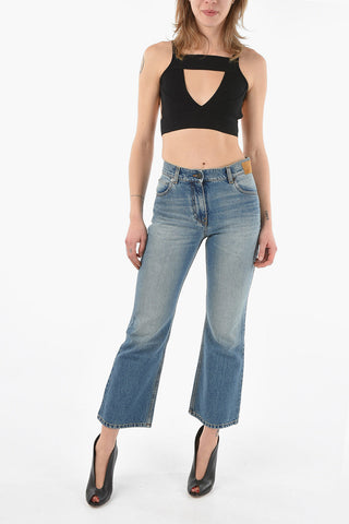 Cropped Flared Denims with Back Star Motif 23cm