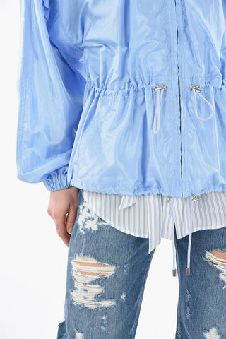 Silk-blend DIMARIK Short Parka with Drawstrings Detailing