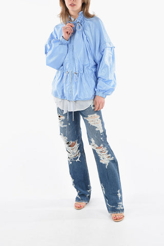 Silk-blend DIMARIK Short Parka with Drawstrings Detailing