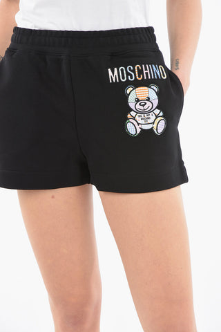 COUTURE! Organic Cotton Jogger Shorts with TEDDY BEAR Logo Patch
