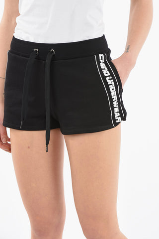 UNDERWEAR Brushed-cotton Jogger Shorts with Logoed Side Bands