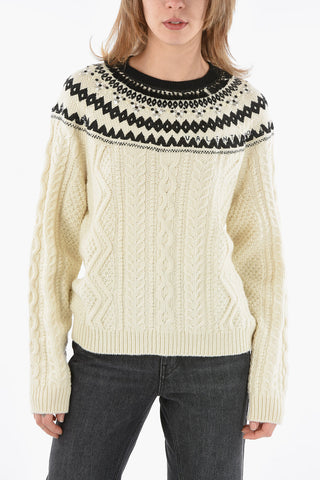 Braided Sweater With Sequined Fair Isle