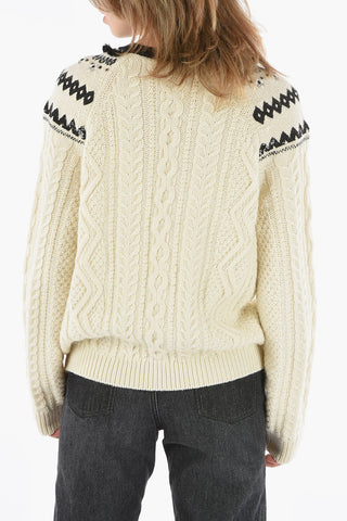 Braided Sweater With Sequined Fair Isle
