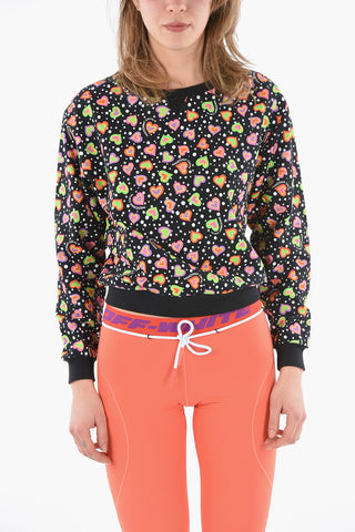 SWIM Felpa Girocollo con Fantasia Cuori e Logo