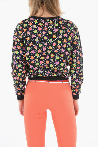 SWIM Felpa Girocollo con Fantasia Cuori e Logo