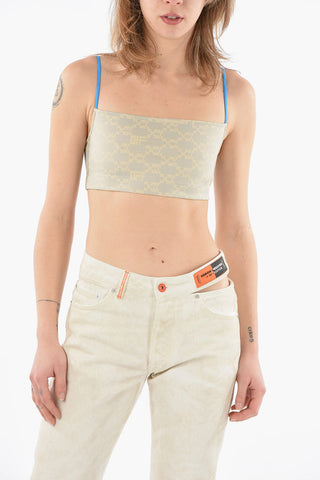Stretch Fabric MONOGRAM TUBE Crop Top