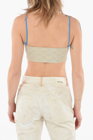 Stretch Fabric MONOGRAM TUBE Crop Top