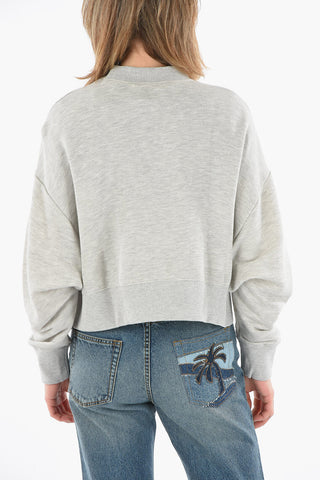 Felpa Crop Girocollo EMBLEM con Stampa