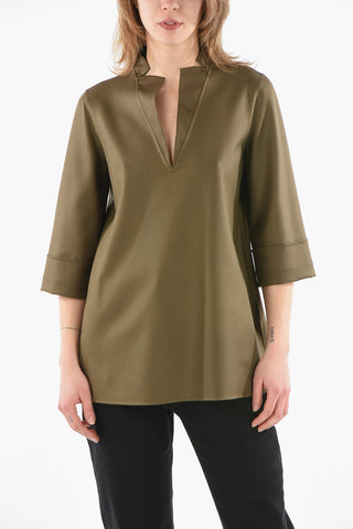Silk V neck Blouse