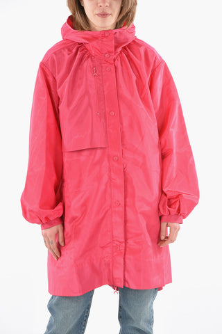 WHITE LINE Nylon Hooded Parka with MOON Logo Print