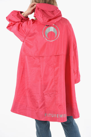 WHITE LINE Nylon Hooded Parka with MOON Logo Print