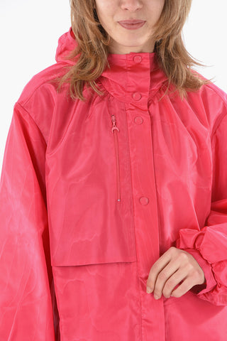 WHITE LINE Nylon Hooded Parka with MOON Logo Print
