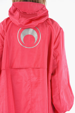 WHITE LINE Nylon Hooded Parka with MOON Logo Print