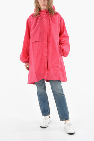 WHITE LINE Nylon Hooded Parka with MOON Logo Print