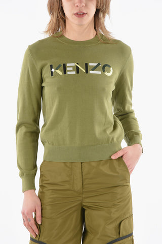 Crewneck Sweater with Lettering Logo Embroidery