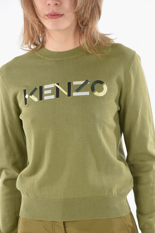 Crewneck Sweater with Lettering Logo Embroidery