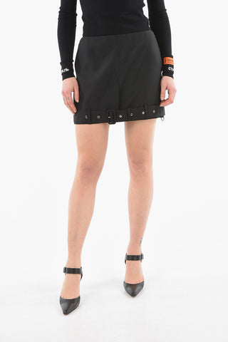 Virgin-wool-blend Deconstructed Miniskirt with Belt