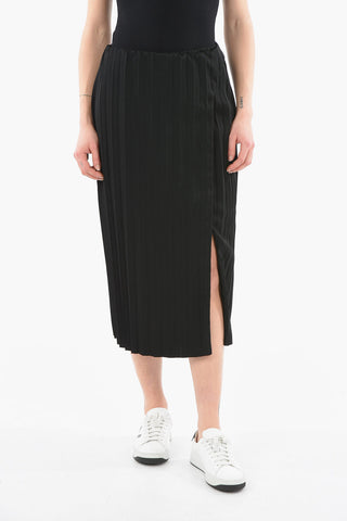 Asymmetric Pleated Skirt With Buckle