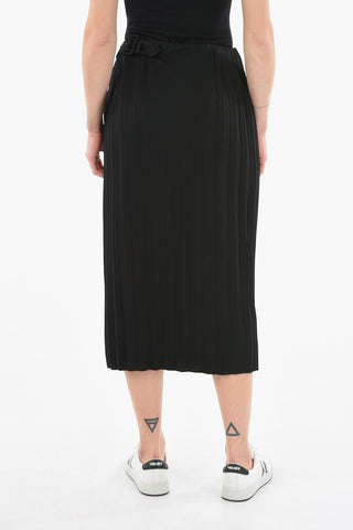 Asymmetric Pleated Skirt With Buckle
