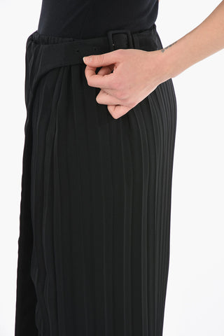 Asymmetric Pleated Skirt With Buckle