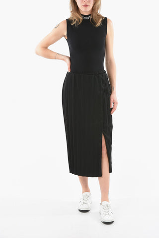 Asymmetric Pleated Skirt With Buckle