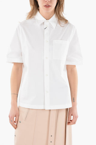 Camicia Boxy Fit Mezze Maniche con Taschino e Colletto a Punta