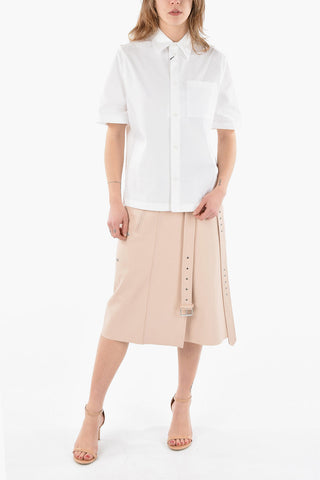 Camicia Boxy Fit Mezze Maniche con Taschino e Colletto a Punta