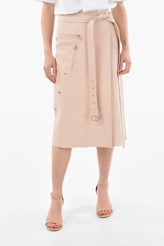 Leather Pencil Skirt with Belt
