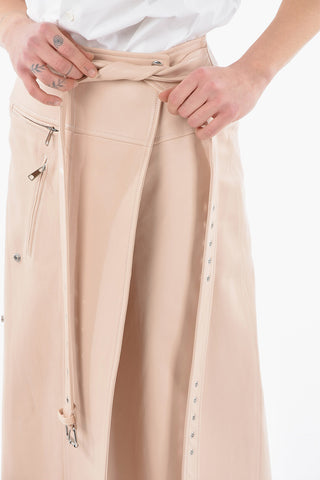 Leather Pencil Skirt with Belt