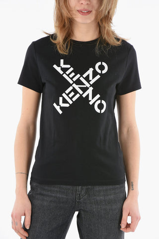 Crewneck T-shirt with Lettering Logo Print