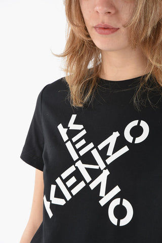 Crewneck T-shirt with Lettering Logo Print