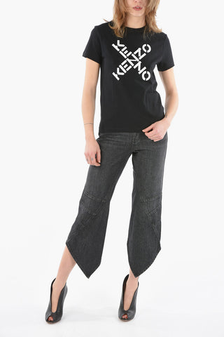 Crewneck T-shirt with Lettering Logo Print