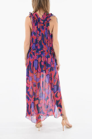 Silk-chiffon ALSAW Sleeveless Dress with Waist Drawstring