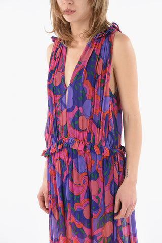 Silk-chiffon ALSAW Sleeveless Dress with Waist Drawstring