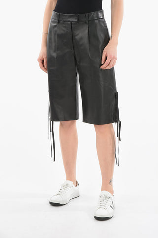 LEATHER Shorts in Pelle con Dettagli Lace-up