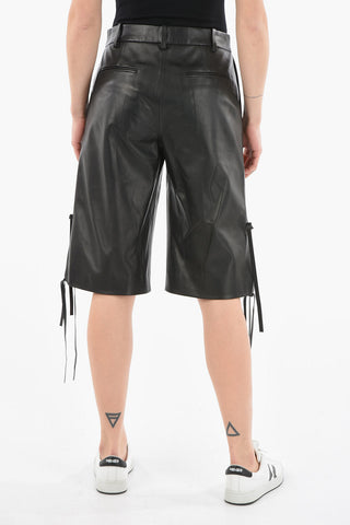 LEATHER Shorts in Pelle con Dettagli Lace-up