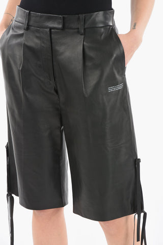 LEATHER Shorts in Pelle con Dettagli Lace-up