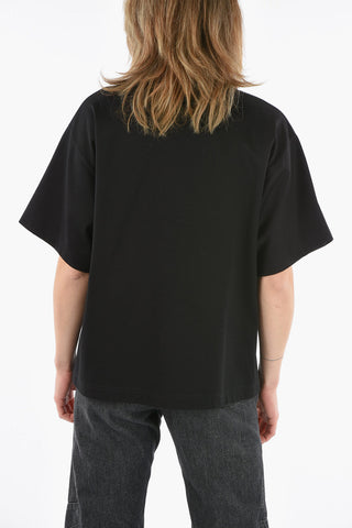 Short Sleeved Crewenck T-shirt Embelished With Rhinestones