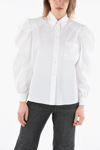 Button Down Shirt with Puffed Sleeve