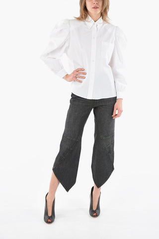 Button Down Shirt with Puffed Sleeve
