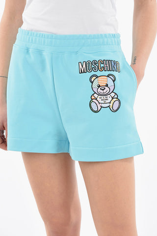 COUTURE! Organic Cotton Jogger Shorts with TEDDY BEAR Logo Patch