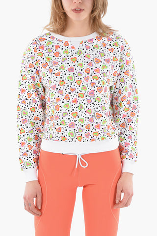 SWIM Felpa Girocollo con Fantasia Cuori e Logo