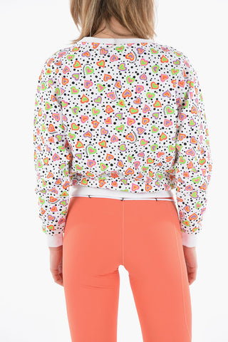 SWIM Felpa Girocollo con Fantasia Cuori e Logo