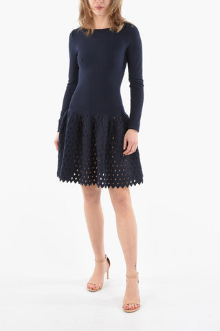 Vestito in Maglia Stretch con Ricami Laserati