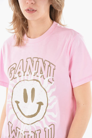 T-shirt Girocollo con Stampa SMILE