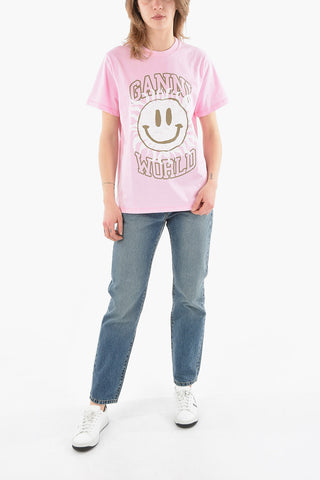 T-shirt Girocollo con Stampa SMILE