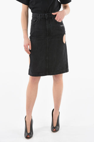 Longuette in Denim METEOR con Dettagli Cut Out