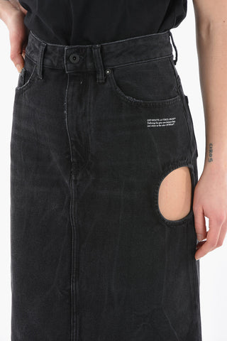 Longuette in Denim METEOR con Dettagli Cut Out