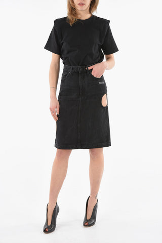 Longuette in Denim METEOR con Dettagli Cut Out